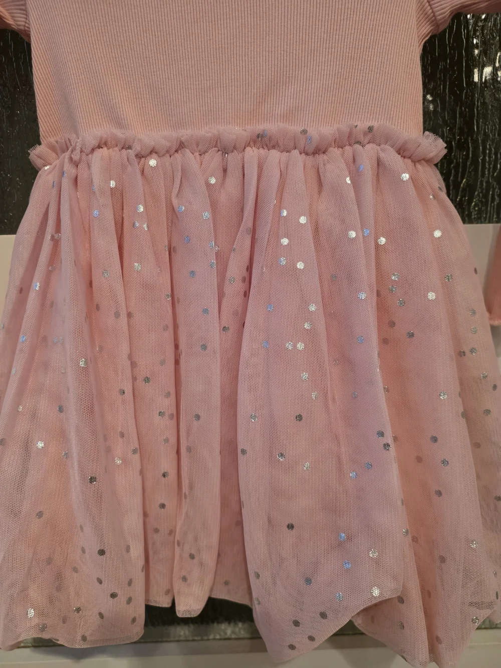 GAP Pink Long-Sleeve Sequin Tulle Dress